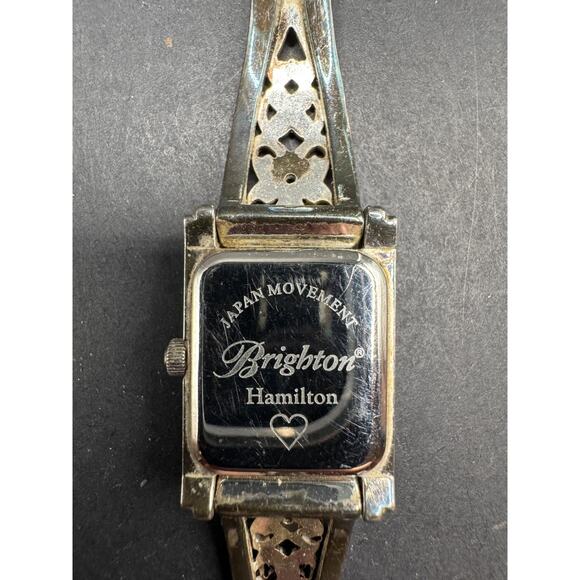 Brighton Hamilton Silver Tone Butterfly Metal Band Ladies Wrist Watch White Dial